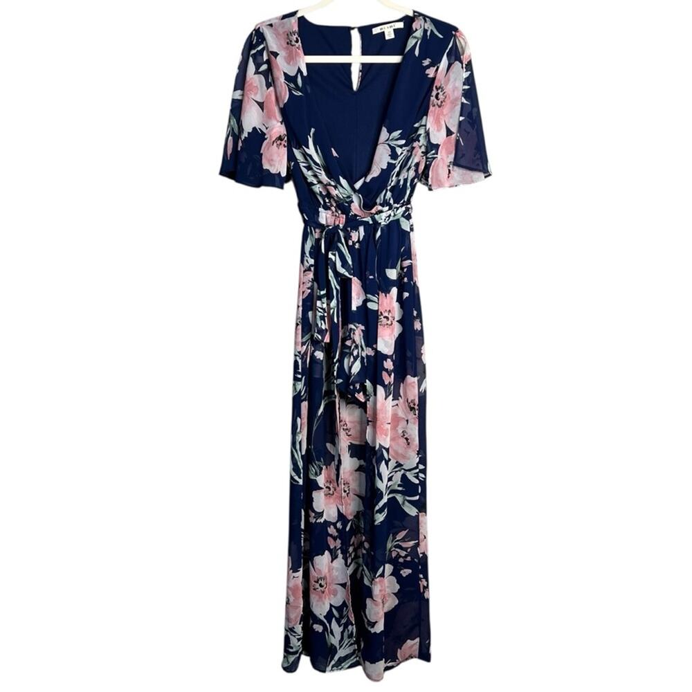 miami mi ami Women’s Caped Floral V-Neck Romper Size XS